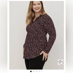 Torrid emma babydoll lace trim tunic top long sleeve